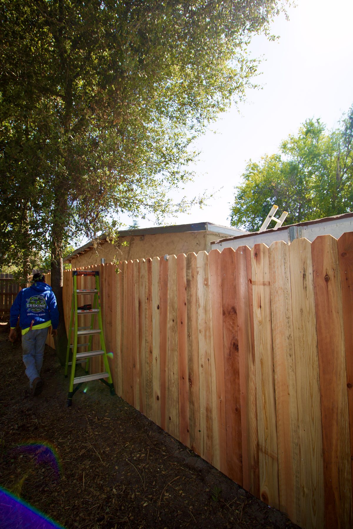 Erskine crew building a new redwood fence